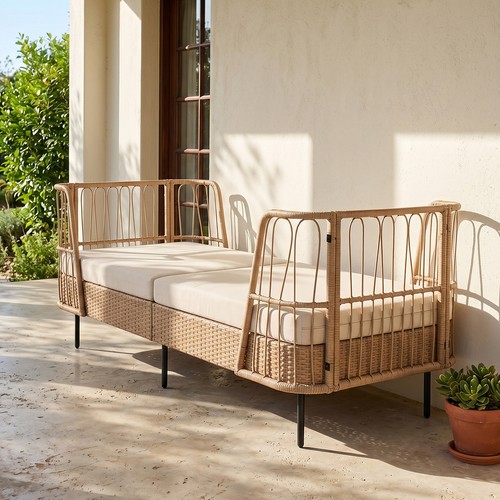 Rattan couch sofa bed - couch,
