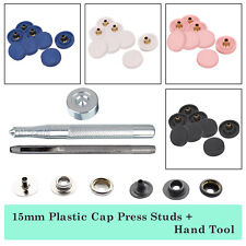 Small Silver Press Studs with Plastic Caps + Hand Tool for Leather Craft Handbag