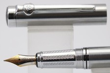 Vintage Brushed Stainless Steel Fine Fountain Pen, CT (Ink Supplied)