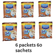 Maxwell House Instant Coffee White 2 In 1 | 6 Packs | **60 sachets** Long Date