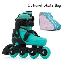 SFR Plasma Adjustable Kids Green Inline Roller Skates - Optional Star Skate Bag