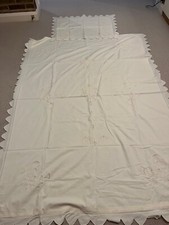 HOUSE OF FRASER APPLIQUE SINGLE BED DUVET SET CREAM WITH SCALLOP EDGES