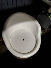 IKEA Popptorp Retro 90's Plastic Tub Chairs, White/Green, Garden/House