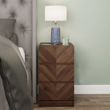 Catania Pair of 3 Drawer Bedside Tables Royal Walnut