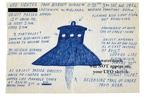 1954 ufo flying saucer sketch - 1954,