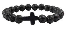 Unisex Lava Stone Jesus Cross