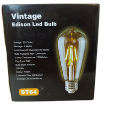 YOUDIAN LED Edison Bulb Vintage Light Bulb4W E27 2700K ST64 LED Amber Pk of 2