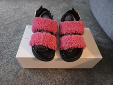 Pollini faux fur slide sandals