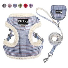 Fleece Dog Harness and Leash Set with Treat Bag Warm Lining for Small Dogs Cats