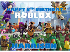 ROBLOKS PERSONALISED RECTANGLE Edible Cake Topper wafer/icing A4, Asda, Costco