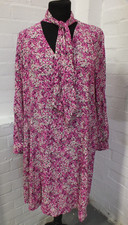 Hobbs Monroe Pink Speckle Multi Tie Long Sleeve Dress Size 14 (DHS)