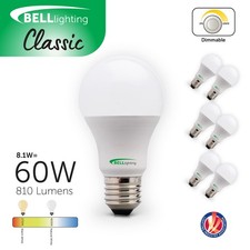 BELL Lighting E27 Dimmable LED Bulbs Warm & Natural White 8.1W 810lm Screw Cap