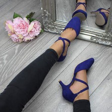 Womens ladies mid heel cross