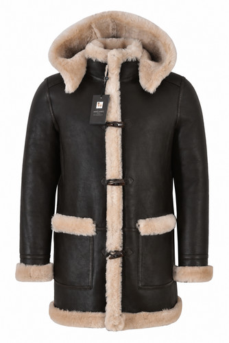 Men leather sheepskin duffle - leather,