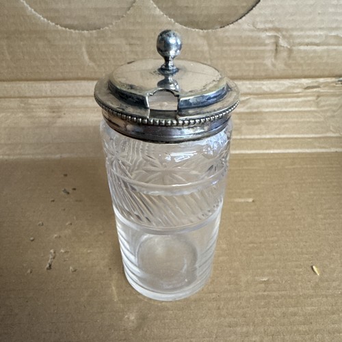 Silver plate lidded mustard - silver,