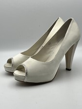 Benjamin Adams Scarlet White Duchesse Silk Bridal  Shoes, UK 8.5, EU 42, US 10