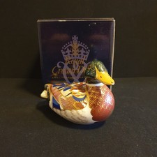 Royal Crown Derby Paperweight Mallard Duck Gold Stopper
