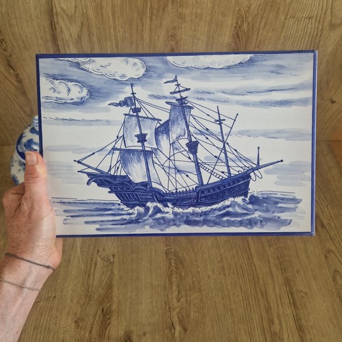 Vintage hand painted blue - hand,