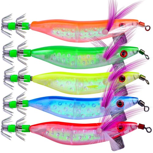 5pcs luminous squid jigs hook - squid,