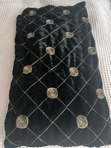 Black velvet shawl with - black,