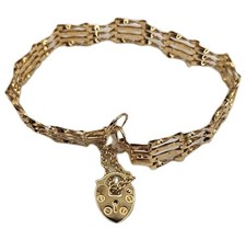9ct gold bar gate bracelet - 9ct,