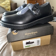 Angry Angels Black Leather School Shoes Size 5
