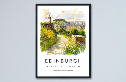 Edinburgh watercolor poster - edinburgh,
