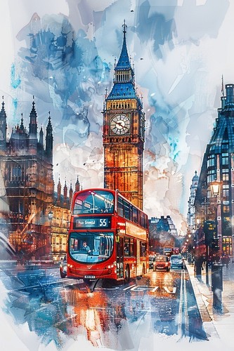 London big ben red - ben, canvas