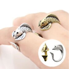 Koi Carp Ring Silver Gold Plated Adjustable Fishing Animal Coy Japanese Pisces