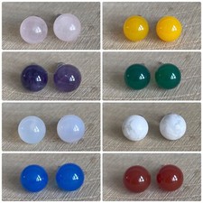 Gemstone Ball Stud Earrings