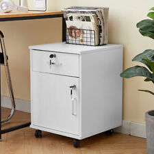 1/3 Drawers White Rolling File Cabinet 4 Wheel Lockable Office Cabinet Storage