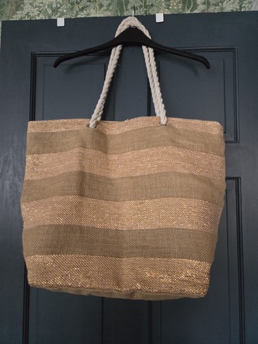 Large jute striped lined - striped, beach