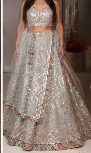 Designer grey beige lehenga - designer,
