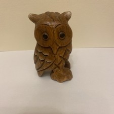 Vintage Hand Carved Wooden Owl