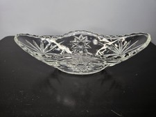 Vintage Anchor Hocking Star Of David Gondola Clear Glass Banana Split Dish Oval