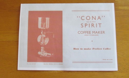 Cona coffee maker - cona, instruction