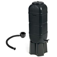 Ward Slimline Black Plastic Water Butt Kit inc Filler, Stand & Tap - 100 Litre