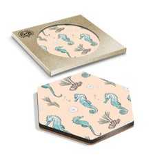 Hexagon coaster seahorse - x,