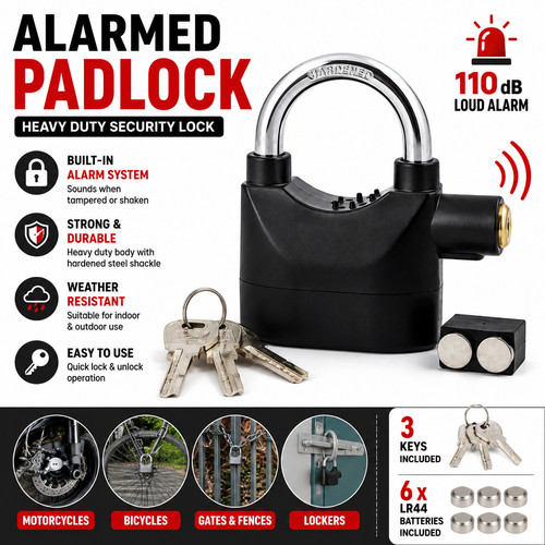 110db alarm padlock motion - alarm,