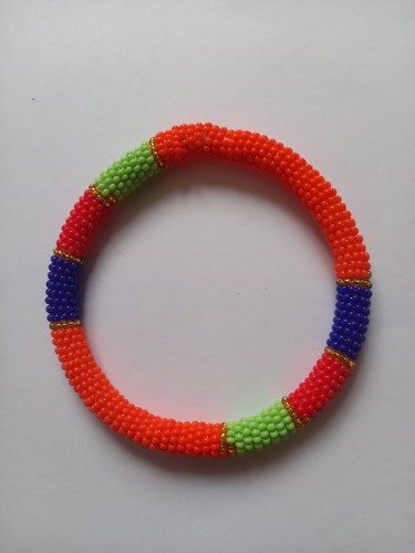 Zulu beaded bangle orange - zulu,