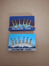 Set Of 2 Vintage  Fridge Magnets Showcasing The Millenium Dome,by Day & By Night