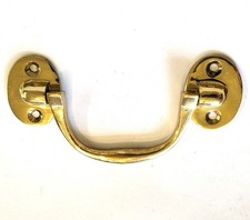 Brass stopped lifting carrying handle antique military campaign chest box 4 3/4"