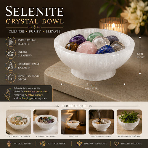Premium selenite crystal bowl - premium,