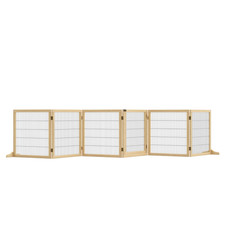 PawHut Freestanding Pet Dog Gate, Six-Panel Foldable Wooden Playpen, 432cm