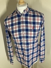 Thomas Pink Shirt Men’s 14.5 To 15 Collar Pink Blue Checks Casual Collection