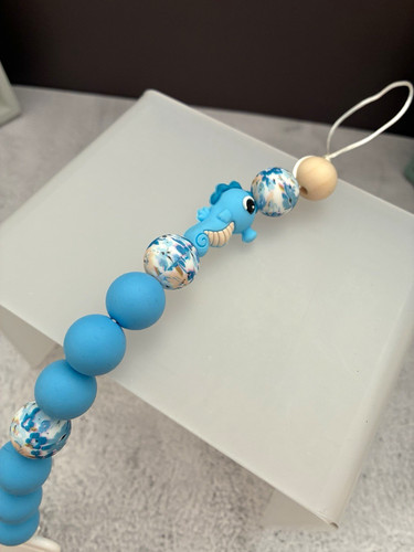 Blue white beaded dummy clip - blue/white,