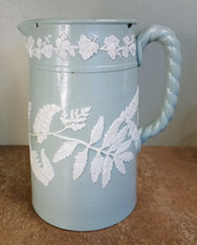 Antique, 1880s, Aesthetic, Grey Decorative Stoneware Water Jug, Vine Leaf A/F