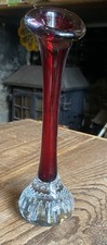 Lovely Colourful Vintage 60s Glass Bud Tulip Vase Red   