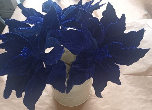 Blue artificial velvet - x3,