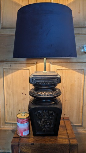 Large wooden table lamp with - lamp,